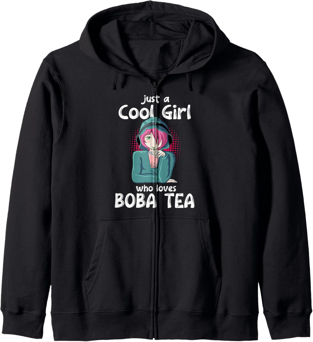 Nur ein cooles Mädchen Liebt Boba Tea Kawaii Girl Anime Kapuzenjacke