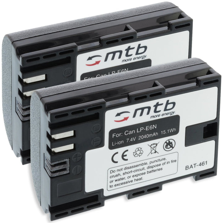 2X Akku (2040mAh) für Canon LP-E6N / EOS 5D Mark II, III, IV / 6D, 7D Mark II 60D, 70D, 80D... / XC1