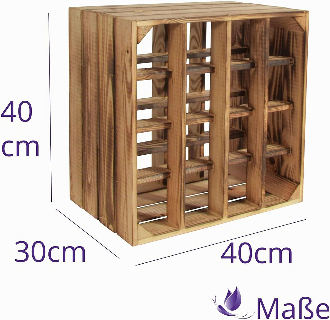 CHICCIE 2 Set Weinregal Wino aus Holz - Geflammt + Regal Holzkiste 2 + Geflammt Regal