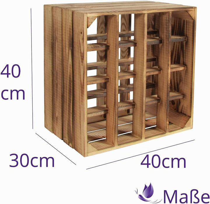 CHICCIE 2 Set Weinregal Wino aus Holz - Geflammt + Regal Holzkiste 2 + Geflammt Regal
