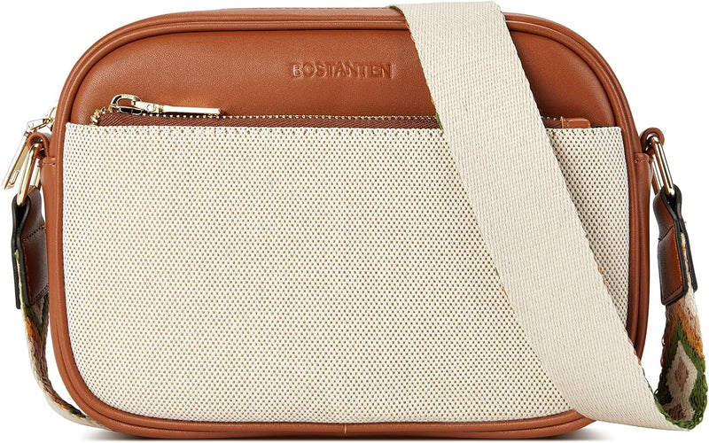 BOSTANTEN Damen Handy Umhängetasche, Crossbody Bag mit verstellbarem Breiter Gurt, PU Leder Gesteppt