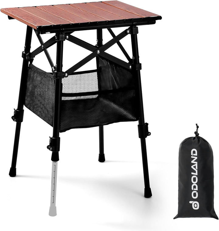 Odoland mini Campingtisch höhenverstellbar mit Aufbewahrungstasche, 40 x 30 cm Leicht Klapptisch aus