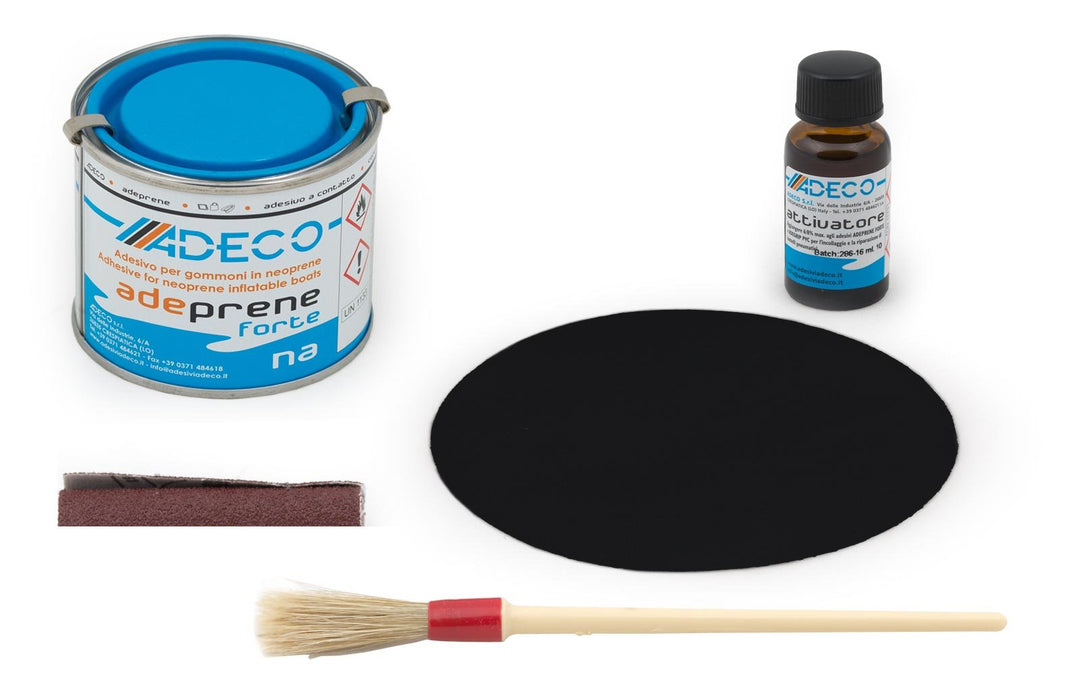 wellenshop Adeco 2K Schlauchboot Reparaturset Flickzeug Adeco für Neopren Hypalon Bootsreparatur Sch