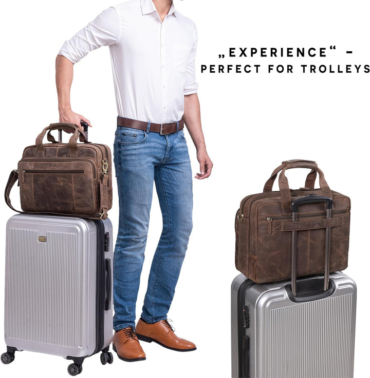 STILORD 'Experience' Vintage Lehrertasche Leder gross für Herren Damen XL Aktentasche Business Schul