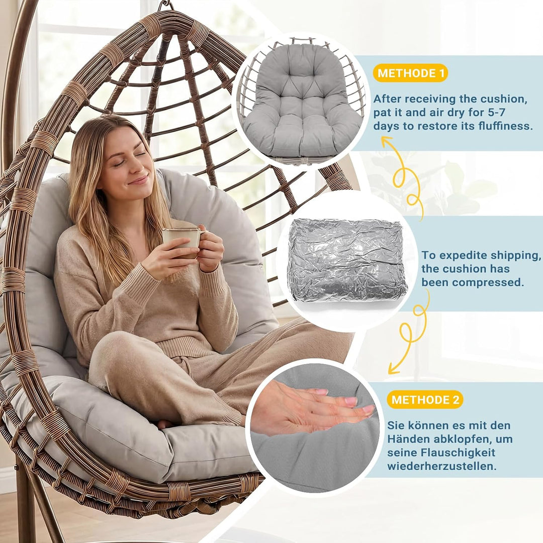 Hängesessel Kissen Ersatzkissen Outdoor: Thick Soft Polyester Sitzkissen 80x120 cm Egg Swing Cushion