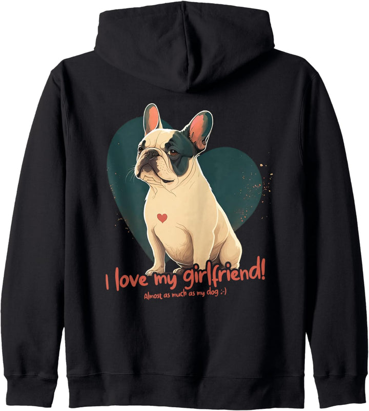 Französischebulldogge mit Herzdekoration - Valentinstag Kapuzenjacke