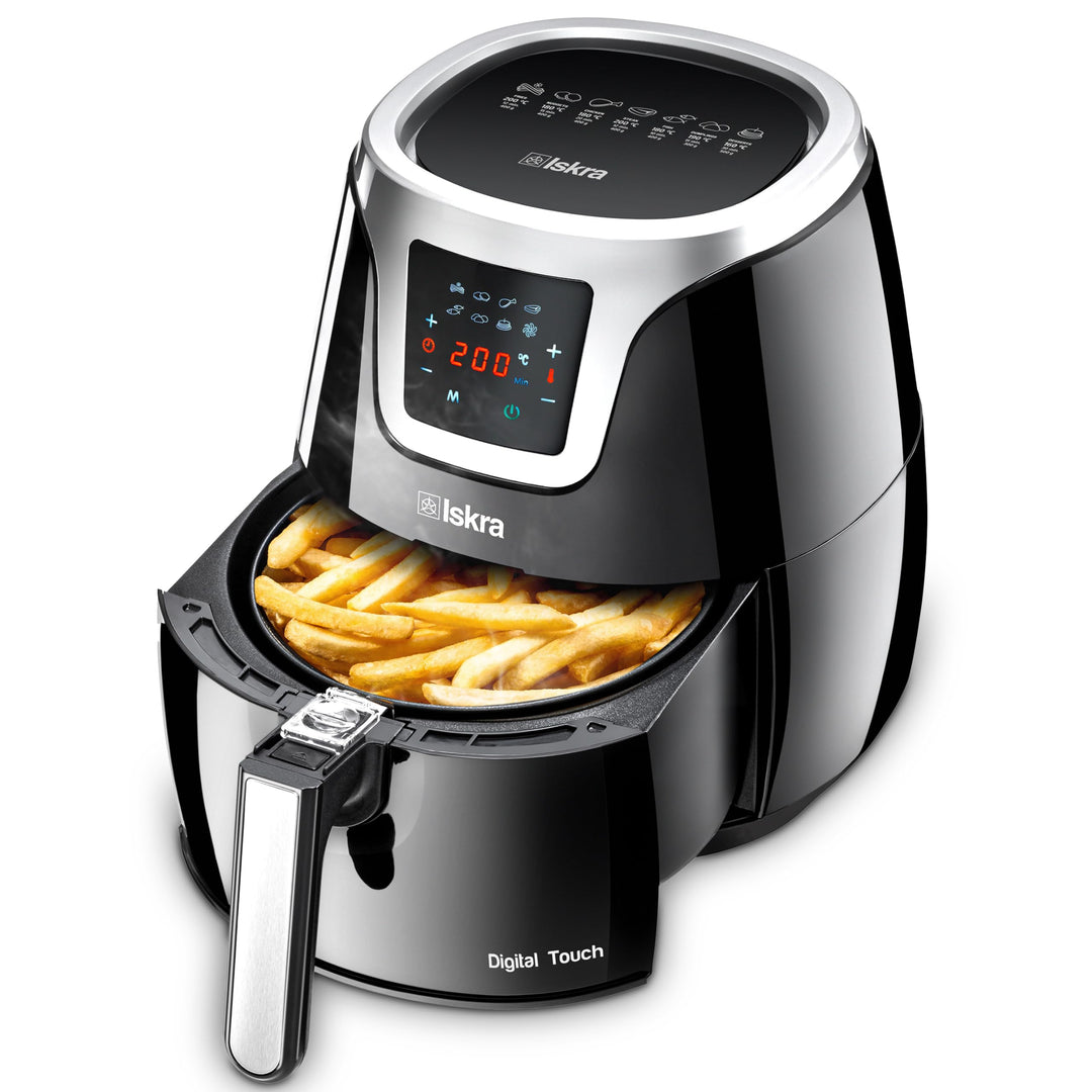 Iskra Heissluftfritteuse klein | 3.2L Airfryer | Touchscreen mit 8 Programmen | Gesunde Fritteuse oh