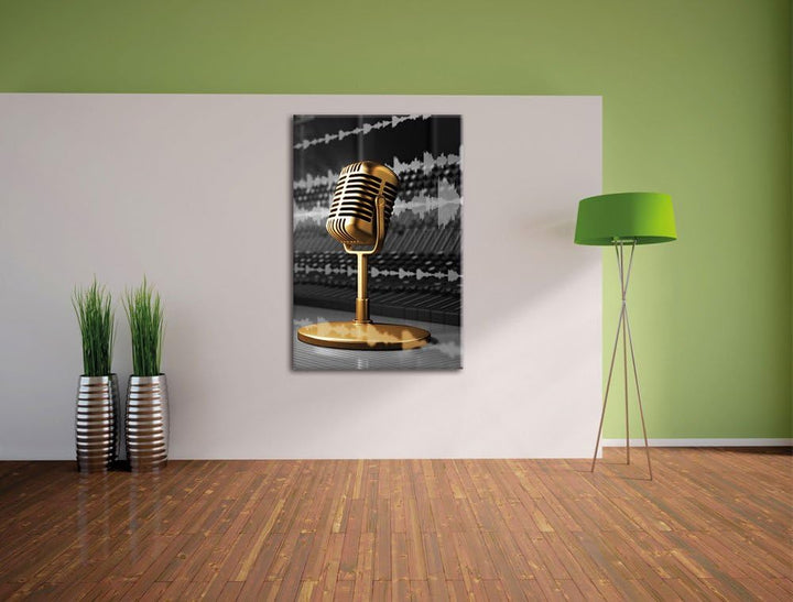 Pixxprint Cooles Musikstudio schwarz/weiss, Format: 80x120 auf hochkantiges Leinwand, 80x120