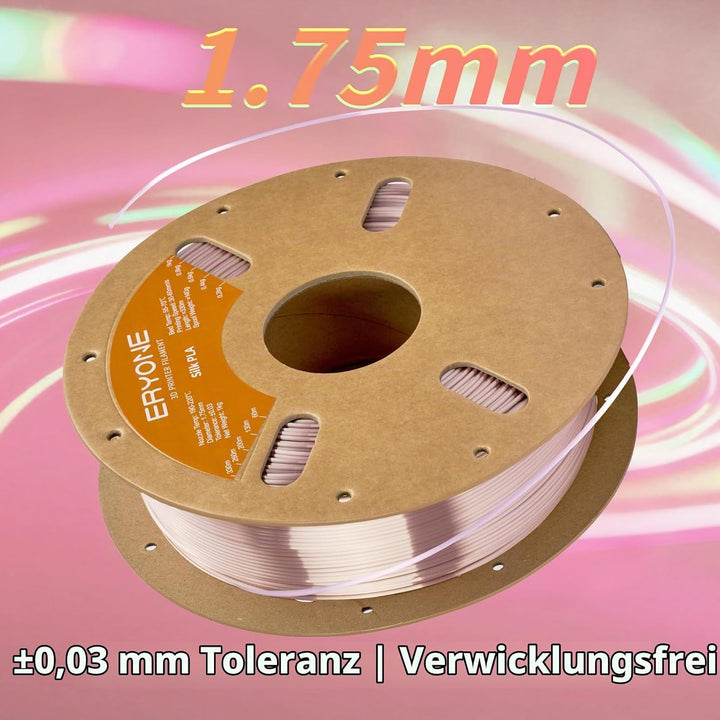 ERYONE Seiden PLA Filament 1.75mm, PLA Seiden Filament für 3D Drucker, 1.75mm +/- 0,03 mm, 1kg /Spul