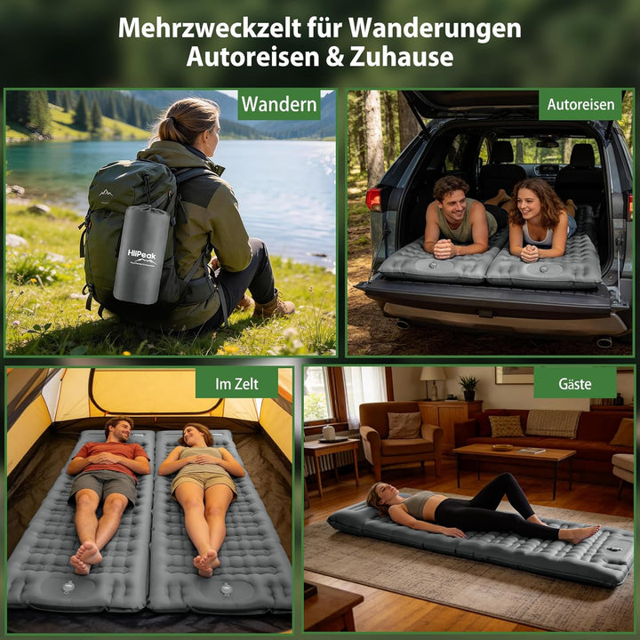 HiiPeak Ultraleichte Isomatte aufblasend - Luftmatratze Camping mit integrierter Fusspumpe & Kissen,