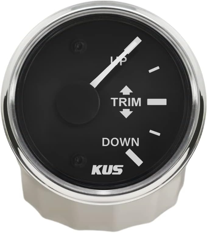 KUS wasserfest Trim Gauge Meter oben 52mm 12V/24V mit Hintergrundbeleuchtung Schwarz, Schwarz
