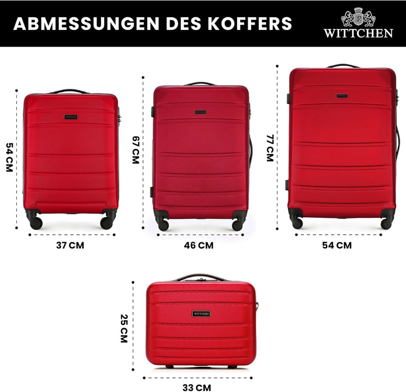 WITTCHEN Koffer-Set 4tlg. Trolley Koffer Reisekoffer aus ABS Hartschalen Trolley 4 Rollen Kombinatio