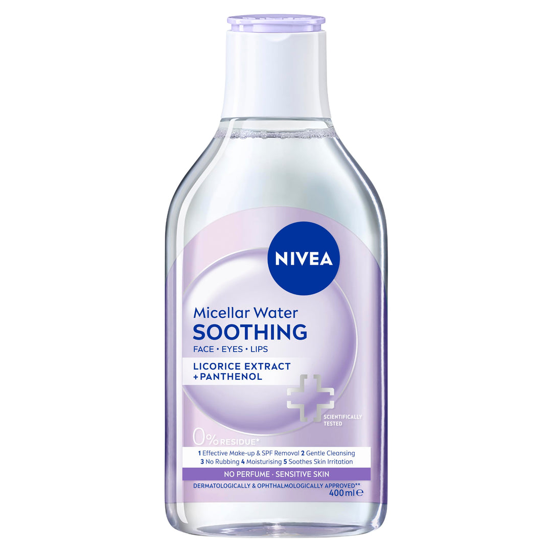 NIVEA MicellAIR 5 Stück Skin Breathe Mizellenwasser (400ml), 3-in-1 Sensitive Make Up Entferner Mize