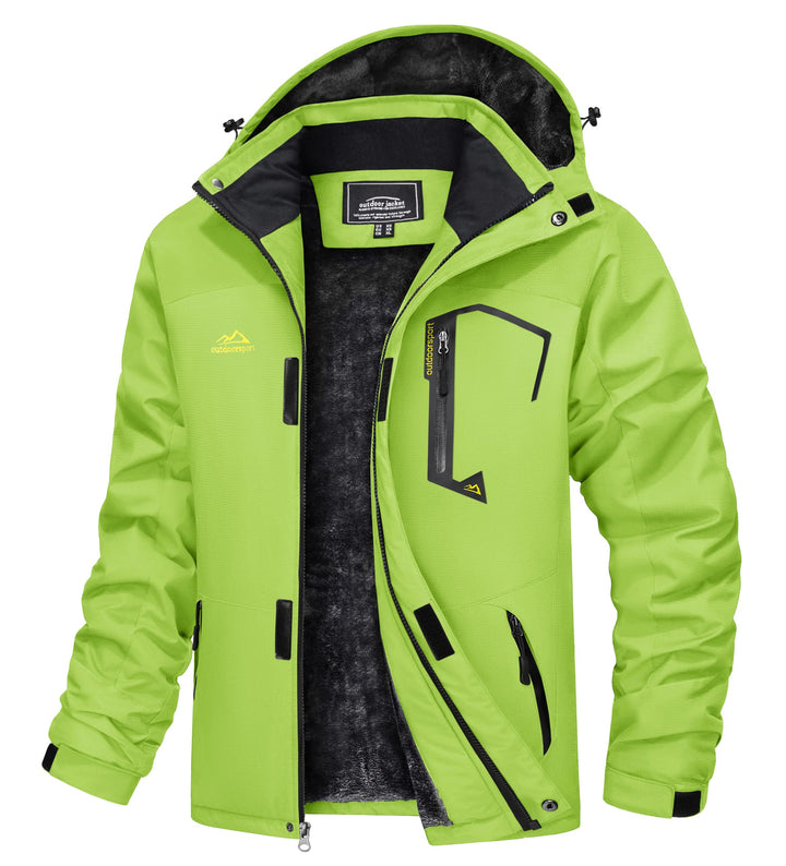 TACVASEN Herren Winter Wasserdichte Winddichte Winterjacke Warme Fleece-Futter Ski Regenmantel mit K