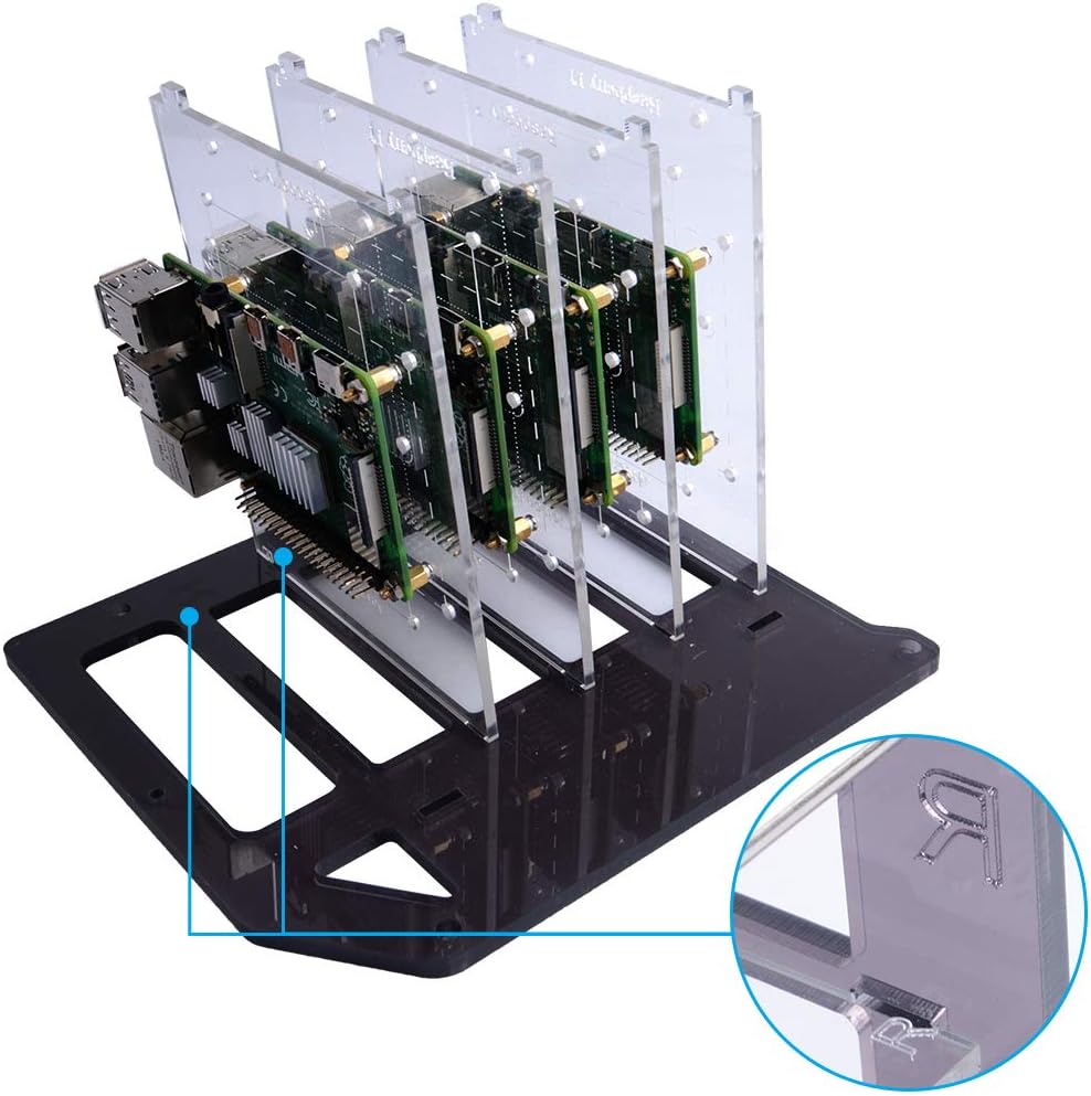 GeeekPi Raspberry Pi Cluster Gehäuse, Raspberry Pi Rack Gehäuse Stapelbares Gehäuse mit Lüfter 120 m
