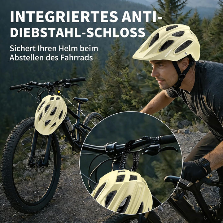 Shinmax Fahrradhelm für Herren Damen, Fahrrad Helm mit Beweglich Visier Beige L(58-61CM), Beige L(58