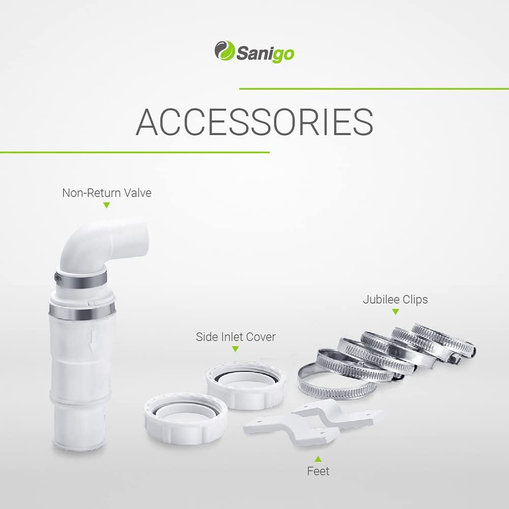 Sanigo SANI-S250C Sanitärzerkleinerer, leiser Abfallpumpe, Hebepumpe, Dusche mit zwei Eingängen, Kup