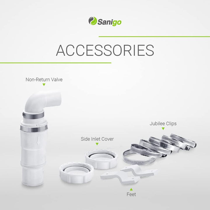 Sanigo SANI-S250C Sanitärzerkleinerer, leiser Abfallpumpe, Hebepumpe, Dusche mit zwei Eingängen, Kup