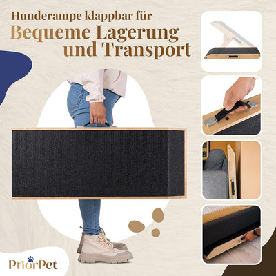 Hunderampe - Hundetreppe für kleine Hunde und grosse Hunde - Einstellbar 18-53 cm - Für Bett Sofa -