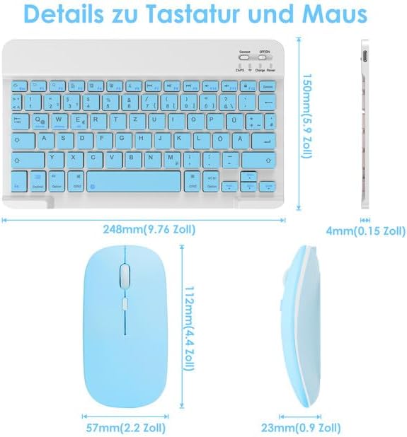 SOPPY Bluetooth Tastatur & Maus Tragbare Tastatur Maus wiederaufladbare Mini-Tastatur, kabellose Tas
