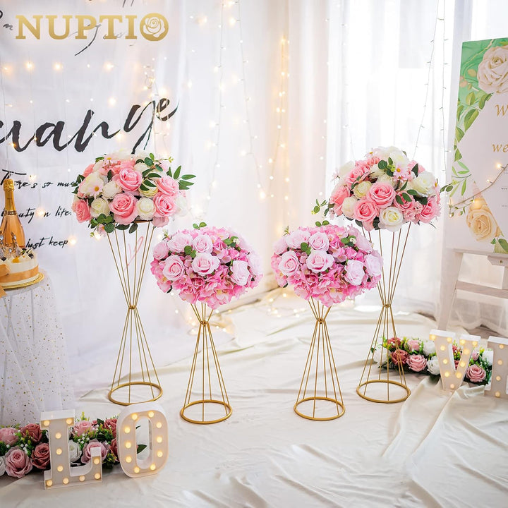 NUPTIO Gold Hochzeit Tafelaufsätze für Tische: 68cm Hoch Metall Blume Trompete Vase 2 Stück Blume St
