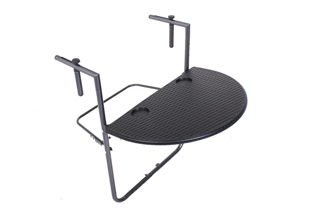 Balkontisch, Klapptisch, Rattan-Optik 83 x 36 x 39,5cm Schwarz, Gartentisch 83 x 36 x 39.5cm Schwarz