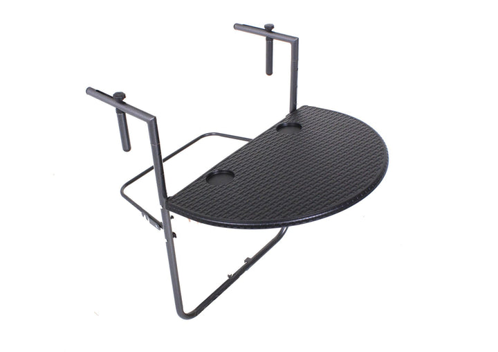 Balkontisch, Klapptisch, Rattan-Optik 83 x 36 x 39,5cm Schwarz, Gartentisch 83 x 36 x 39.5cm Schwarz