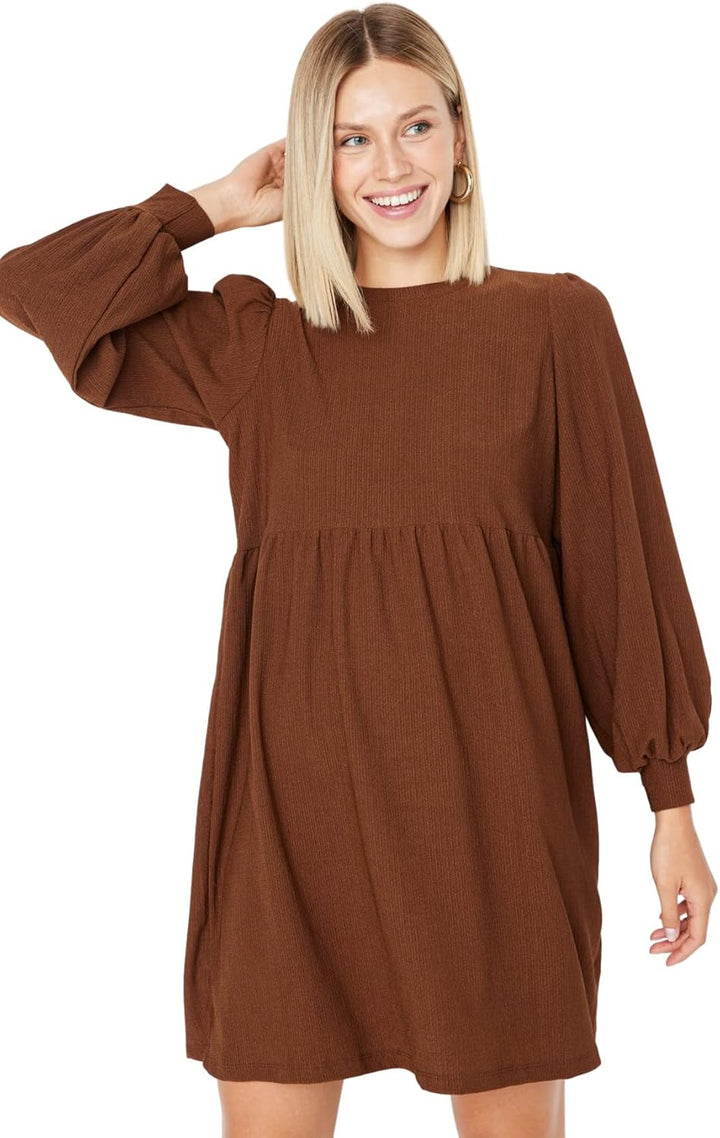 TRENDYOL Damen Mini Shift Relaxed Dress Kleid XL Braun, XL Braun