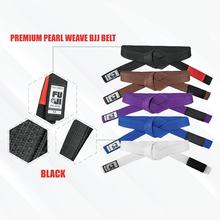 FUJI Unisex Fuji Premium Pearl Weave Belt, Black BJJ GI Gürtel A2 Schwarz, A2 Schwarz