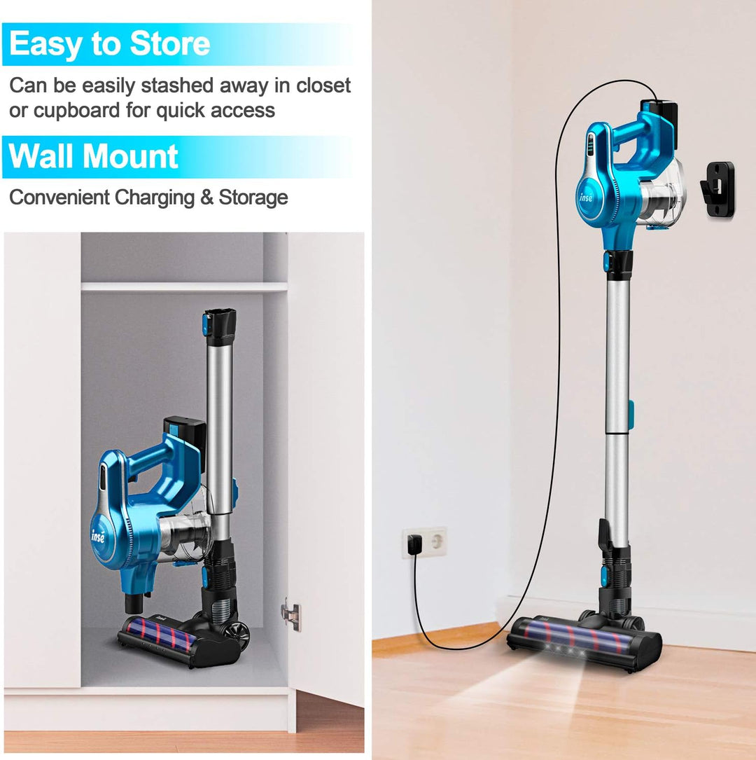 INSE Akku Staubsauger 25KPa 10 in 1 Kabelloser Staubsauger, bis zu 90 Min Laufzeit, 2 Akku Abnehmbar
