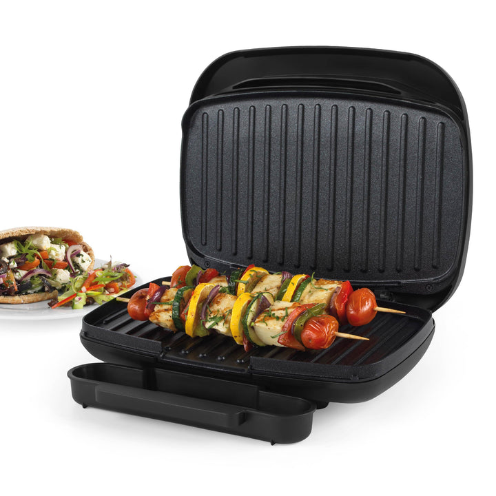Petra PT4366MBLKVDE Antihaft Gesundheitsgrill - Panini Press mit abnehmbarer Tropfschale, Smartstone