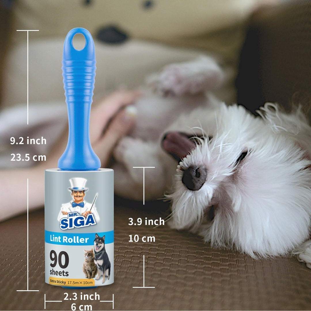 MR.SIGA Extra Sticky Lint Roller,Fusselrolle Fusselentferner Tierhaar-Fusselroller mit einfachen Auf