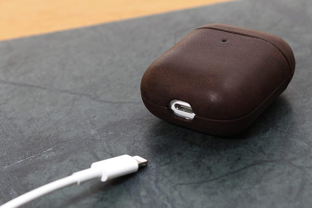 AirPod Pro Case, Hülle für AirPods - Pflanzlich Gegerbtes Leder Handmade in Germany Dunkelbraun (Air