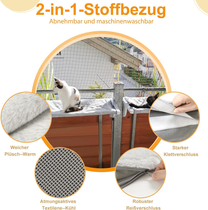 GUUSII HOME Katzenliege Balkon Fensterhängematte für Heizung 62 * 34.5cm Heizkörper Hängematte für K
