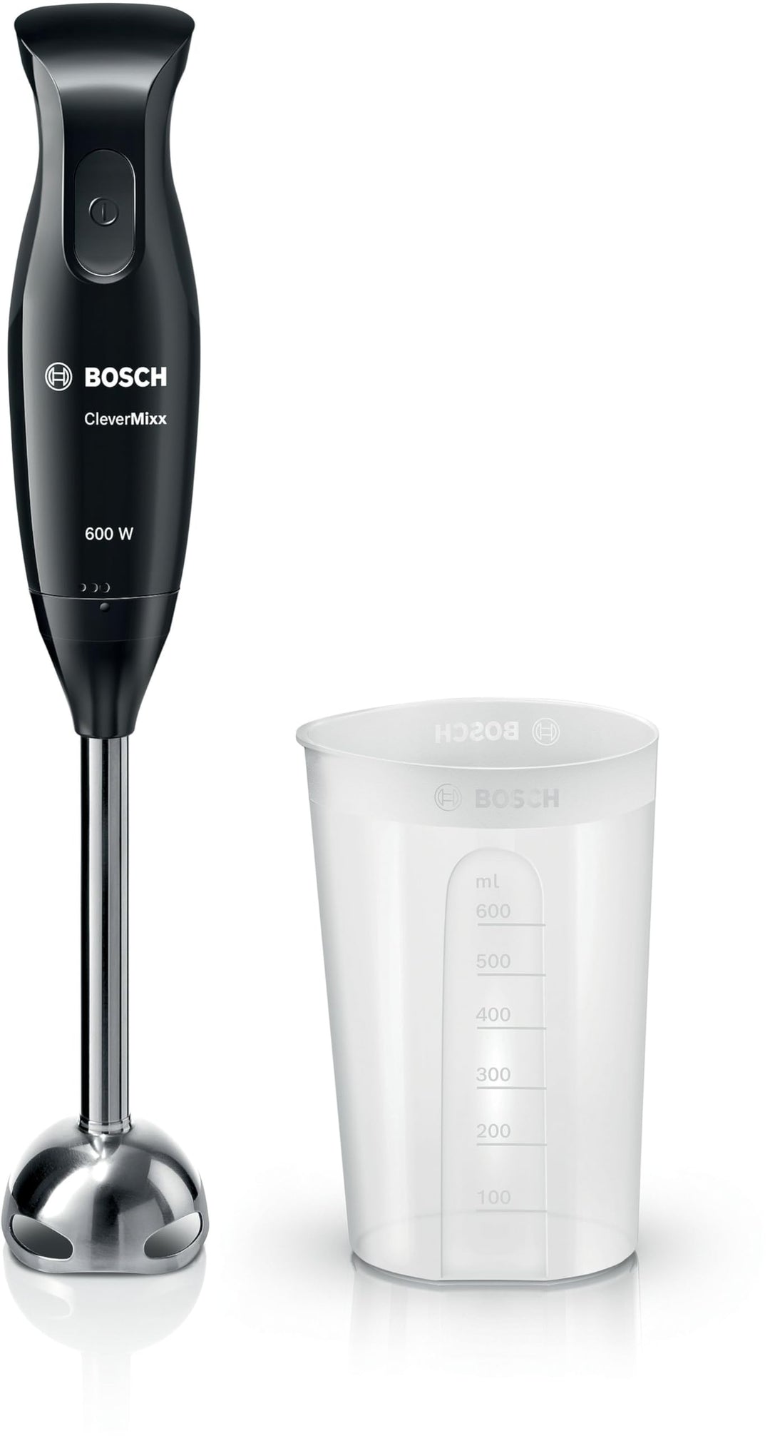 Bosch MSM2610B Handmixer CleverMixx mit vier Klingen, 600 W, schwarz / grau Mixer und Hackbrett Únic