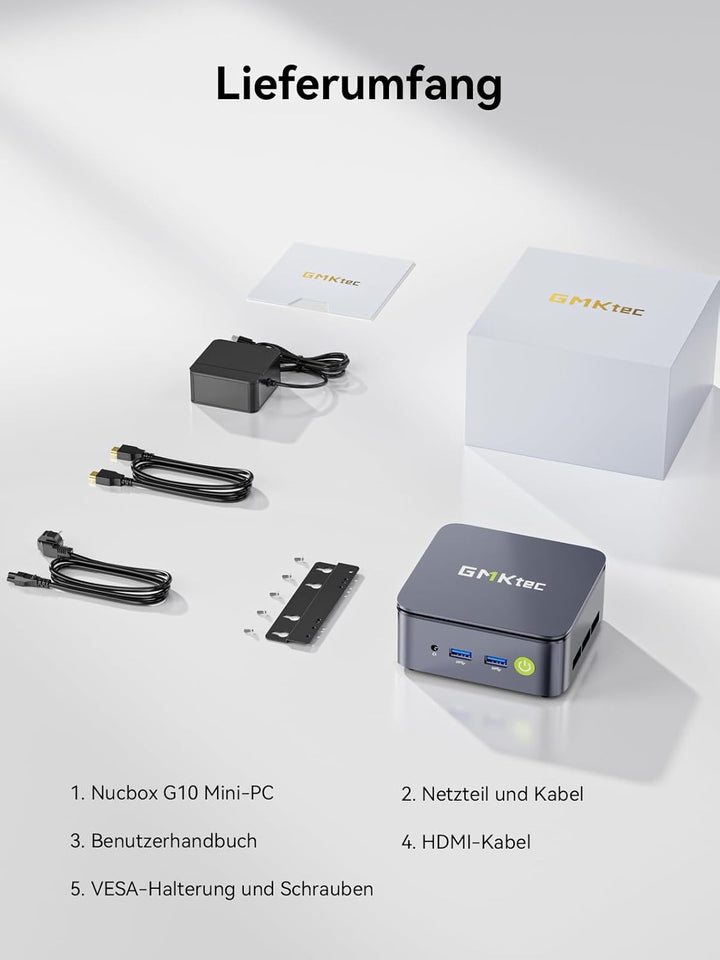 GMKtec Mini-PC-Computer, G10 Ryzen 5 3500U (übertrifft N150/N97), 16GB RAM, 1TB SSD, 2,5-GbE-NIC-LAN