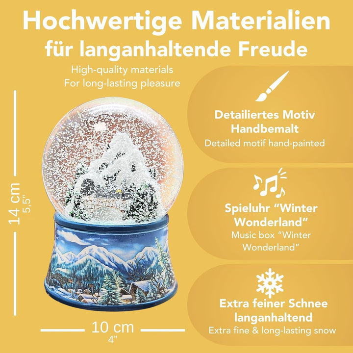 Weihnachts-Schneekugel mit Musik | Schneekugel Nostalgische Berglandschaft mit Brücke | Sockel Winte