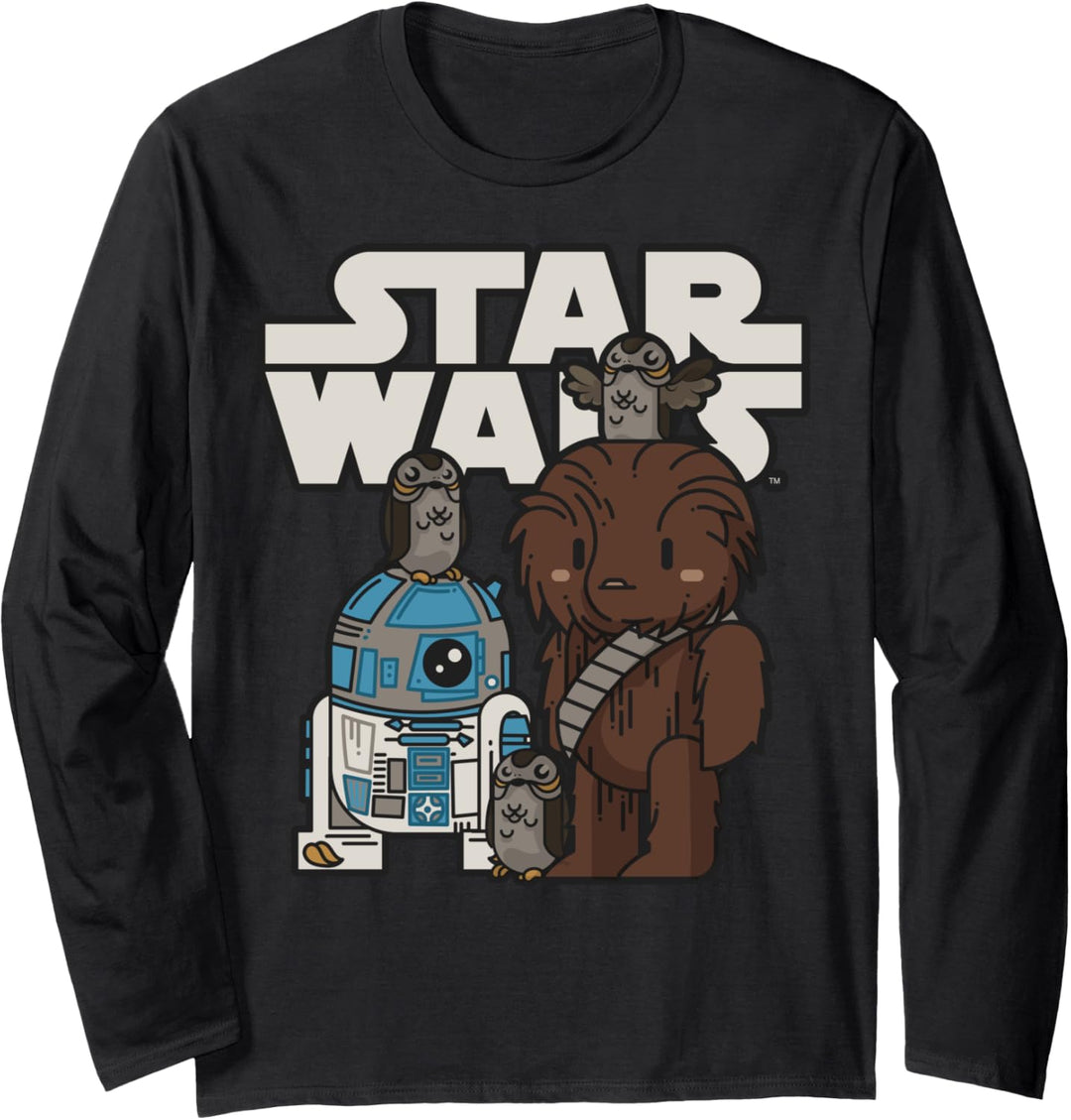 Star Wars The Last Jedi Chewie And R2-D2 Anime Style Poster Langarmshirt