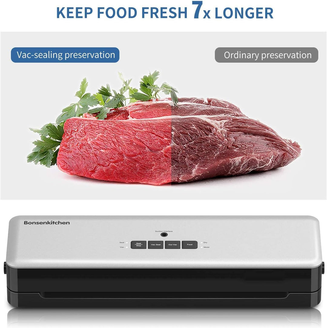 Bonsenkitchen Vakuumierer, Vakuumiergerät automatische Lebensmittel Versiegelung für Trockene und Fe