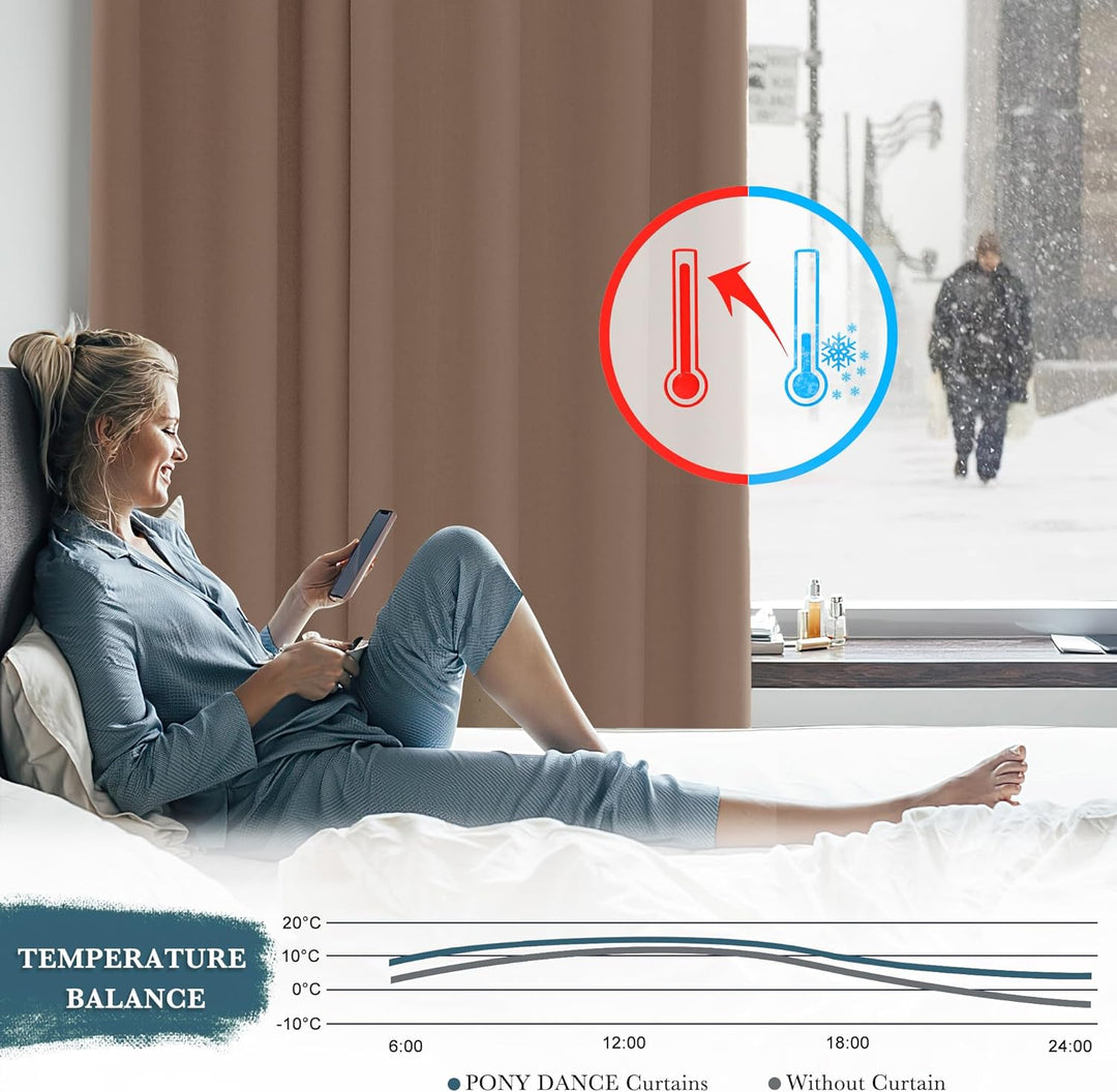 PONY DANCE Vorhang Blickdicht Kräuselband Gardinen für Grosse Fenster 1er Set H 245 x B 200 cm Wohnz