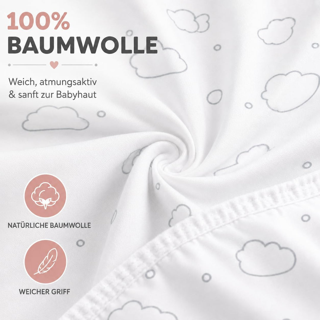 Bubblin Sheets Next to Me kompatibel 83x50 cm 3er Set: Kissenbezug + Top Sacklaken + Matratzenbezug