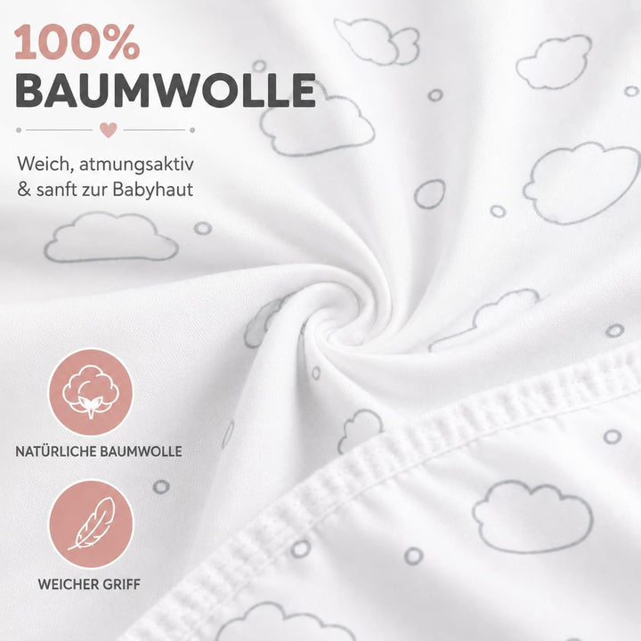 Bubblin Sheets Next to Me kompatibel 83x50 cm 3er Set: Kissenbezug + Top Sacklaken + Matratzenbezug