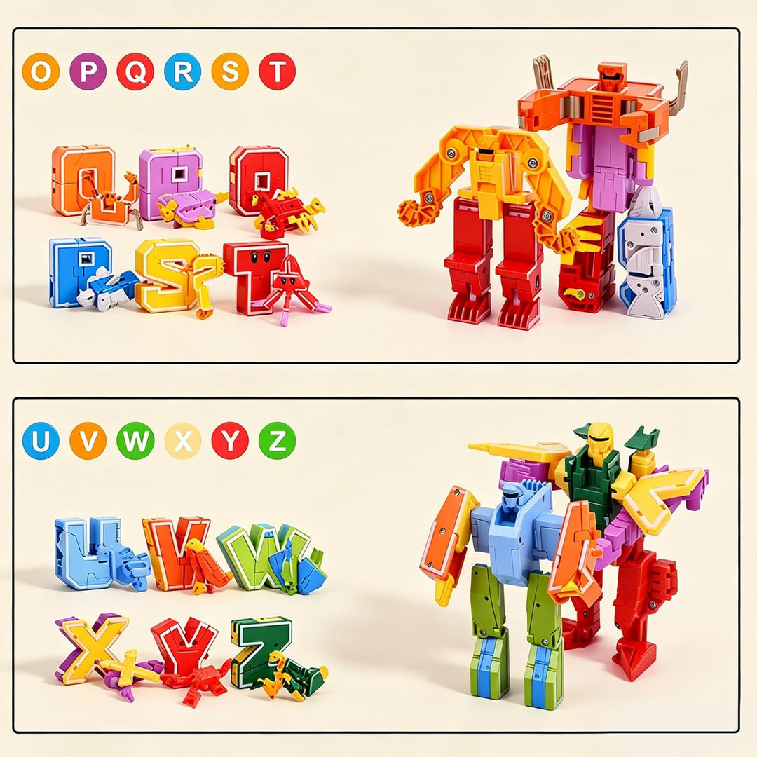26 Stück Alphabet Transforming Spielzeug, DIY Buchstaben Roboter Toy | A-Z Transformer Roboter für A