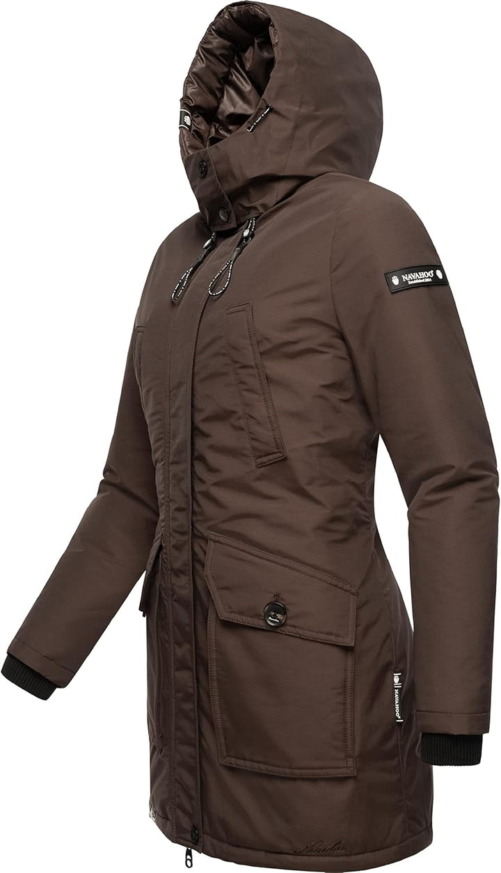 Navahoo Damen Warmer Winter Kurzmantel Blizzardstorm XS-3XL XS Dark Choco, XS Dark Choco