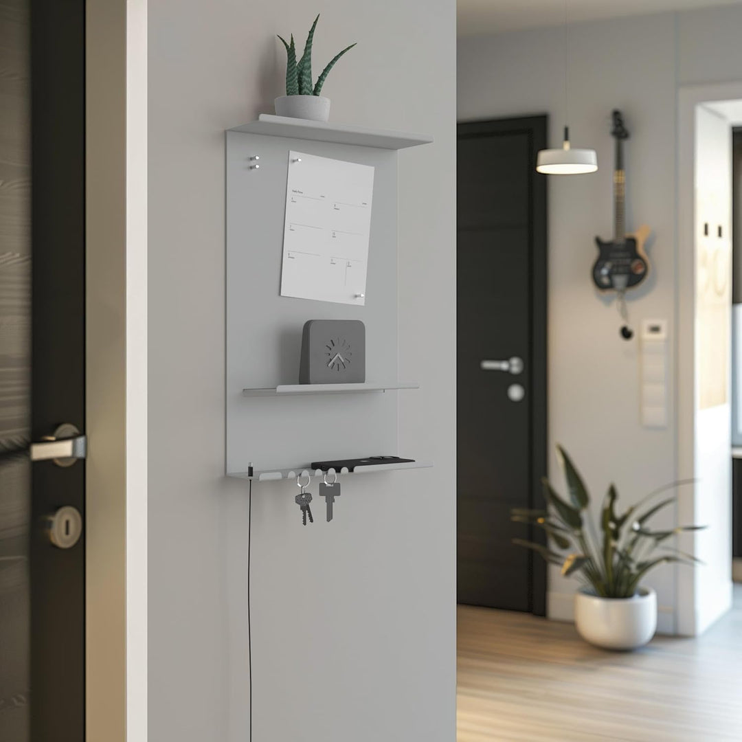 byde Wandorganizer Hele aus Stahlstruktur. 30 x 9 x 49 cm 3-in-1 Wandregal mit Magnettafel und Magne