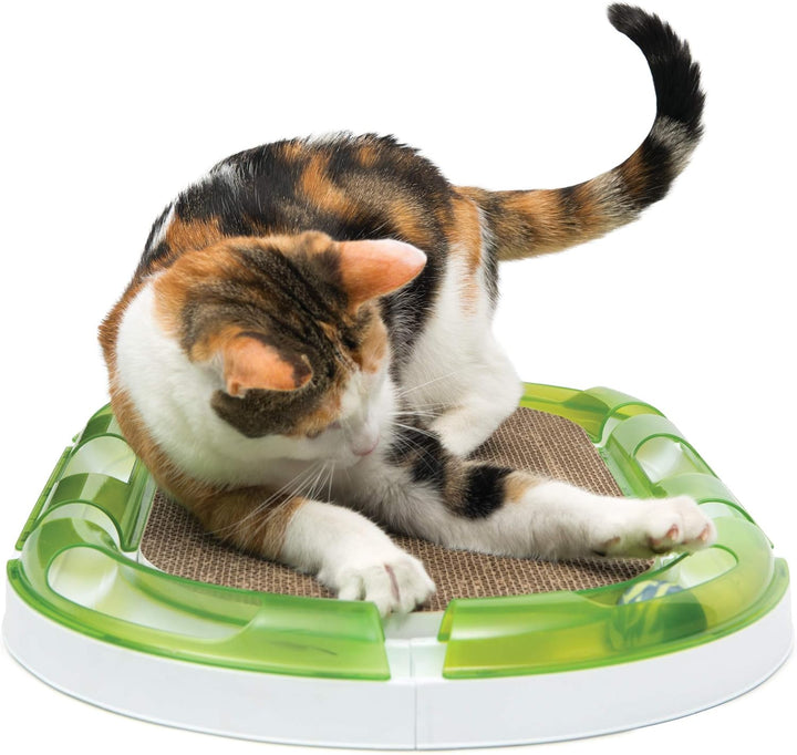 Catit ovaler Scratcher, Kratzbrett aus Pappe, interaktives Spielzeug für Katzen, Kratzspielzeug für