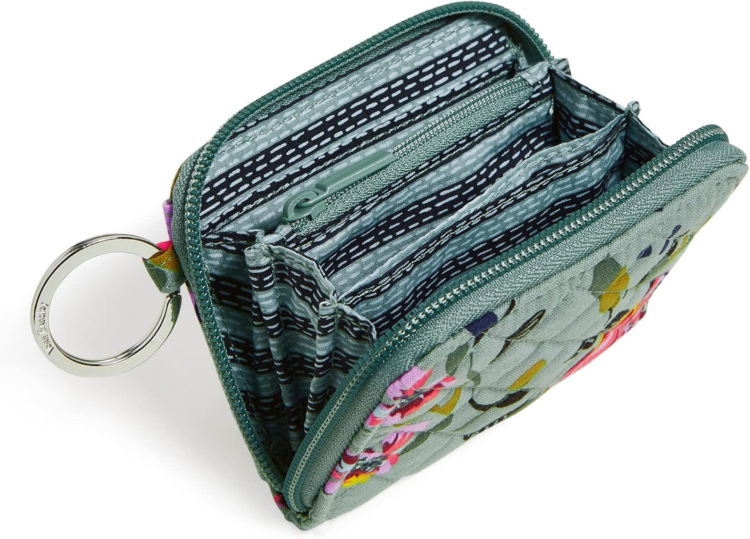 Vera Bradley Damen Baumwolle Petite Zip-Around Geldbörse mit RFID-Schutz, Rosy Outlook – recycelte B