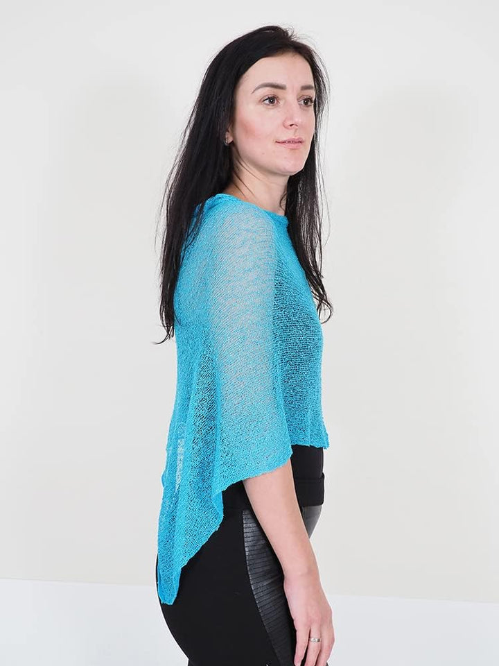 Mimosa Damen Schlichtes Stretch-Fischnetz häkeln Fledermaus kleiner Poncho Einheitsgrösse Grosse Grö