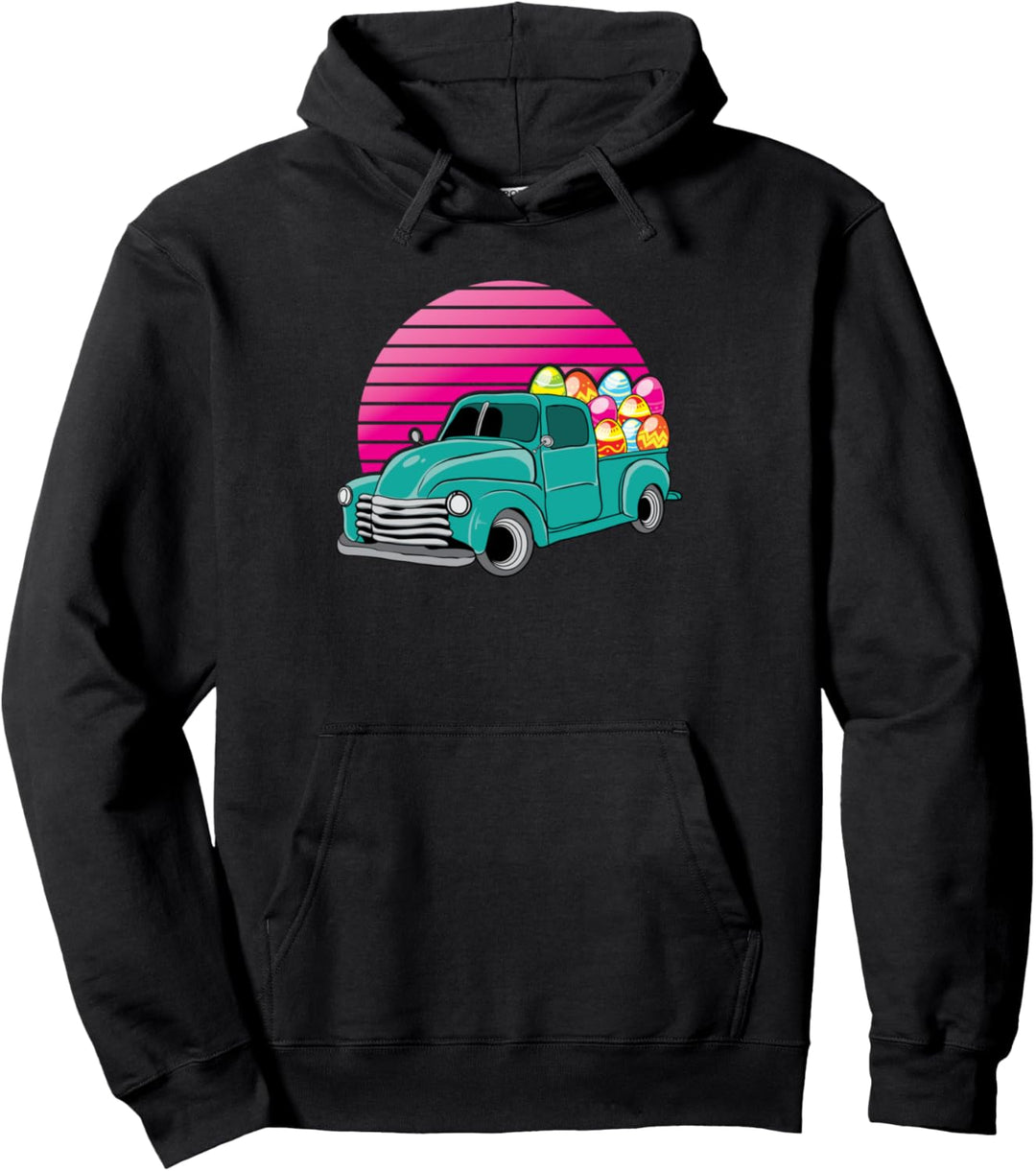 Vintage Truck Ostereierjagd Kinder Teens Jungen Pullover Hoodie