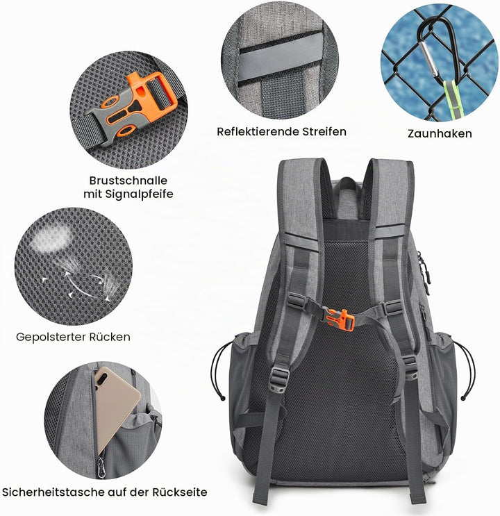 G4Free Tennistasche, Tennisrucksack für Damen und Herren, grosse Pickleball-Tasche, hält 4 Schläger